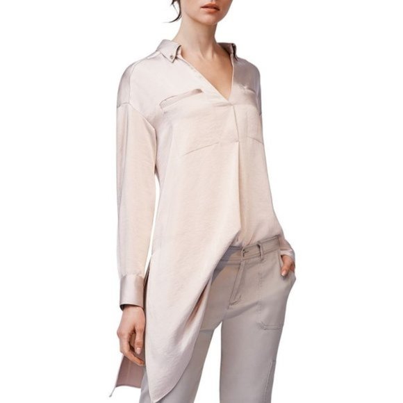 B New York Asymmetric Hem Shirt In Champagne - Picture 1 of 8